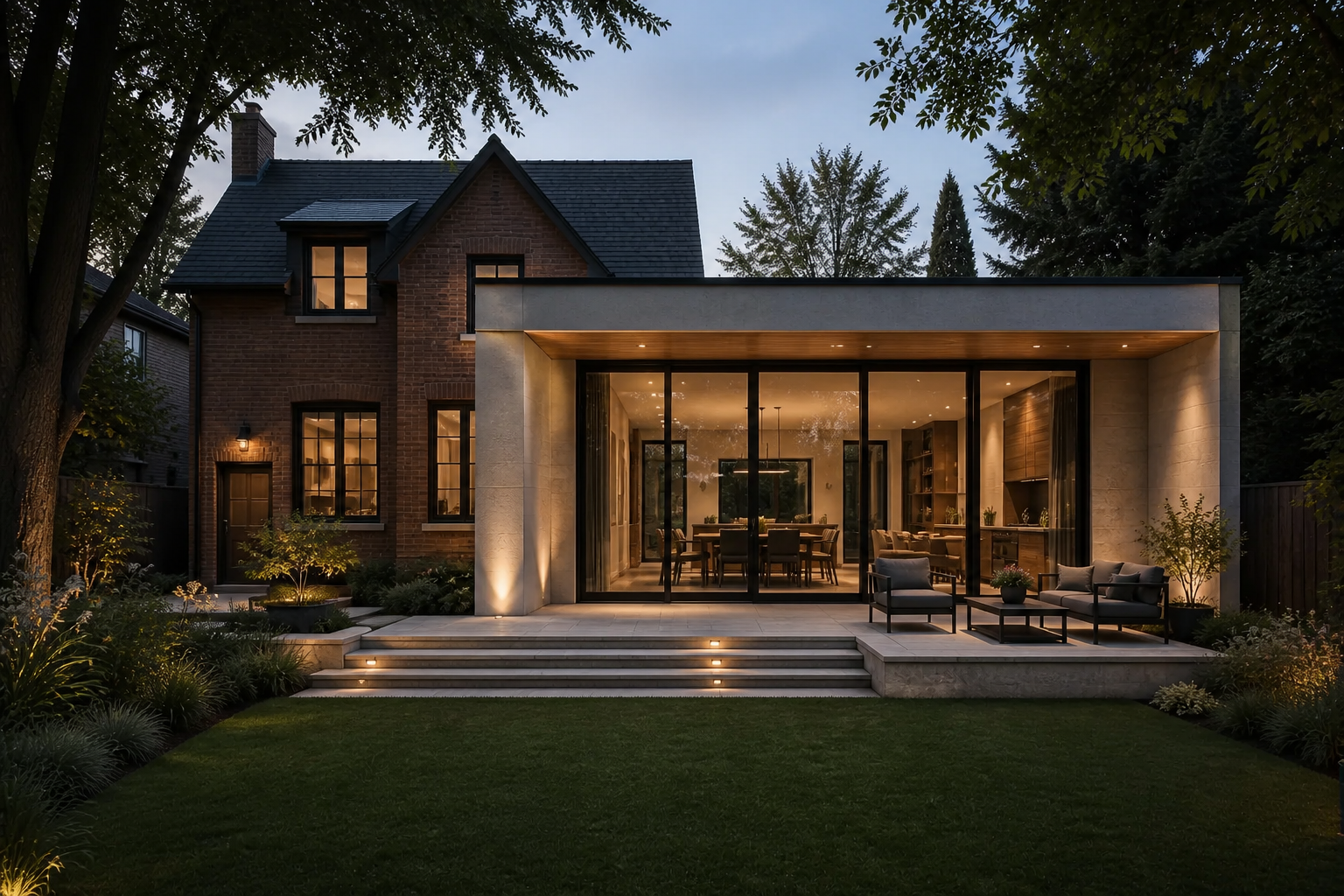 Concept visualization of a refined rear addition to a Toronto home